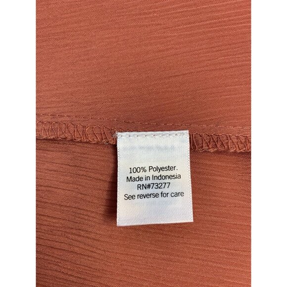 Nine West Womens Rust Ruffled Flutter Sleeve Top Size Small - Picture 9 of 9